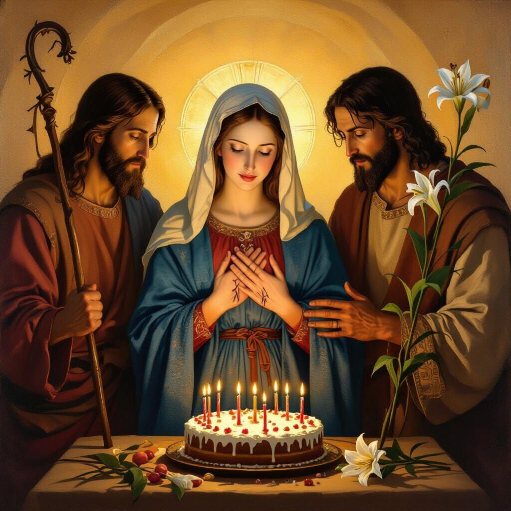 Mary's Birthday Celebration with Jesus and Joseph
