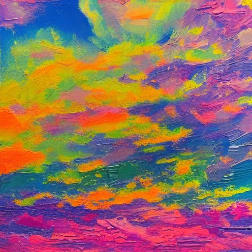 Pink Spaceship Lands in Neo-Impressionist Sky