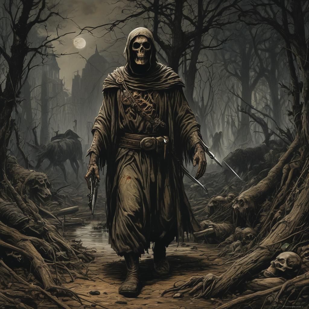 Grimdark Scene in Blended Art Styles