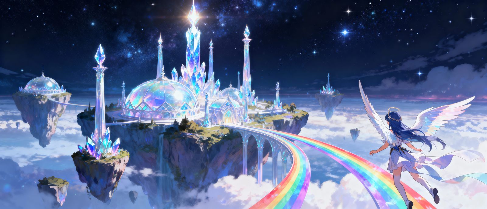 Anime Celestial City Floating in the Clouds
