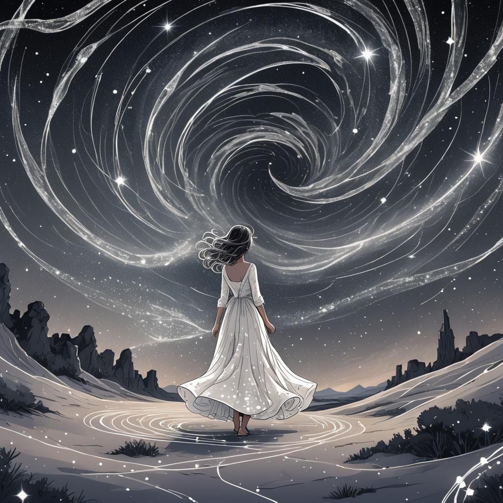 Sparklecore Girl Walks Starry Milky Way Path