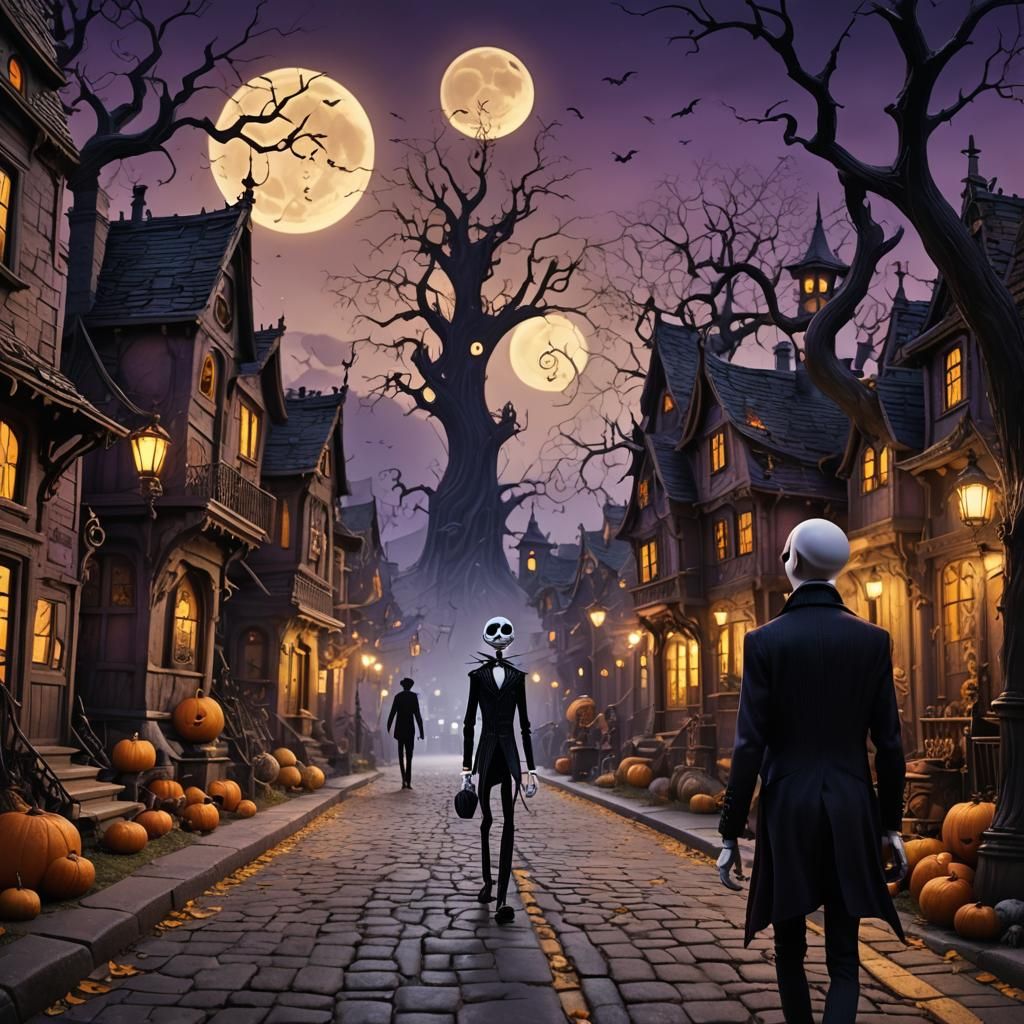 Halloween Town Concept Art in a Gothic Style