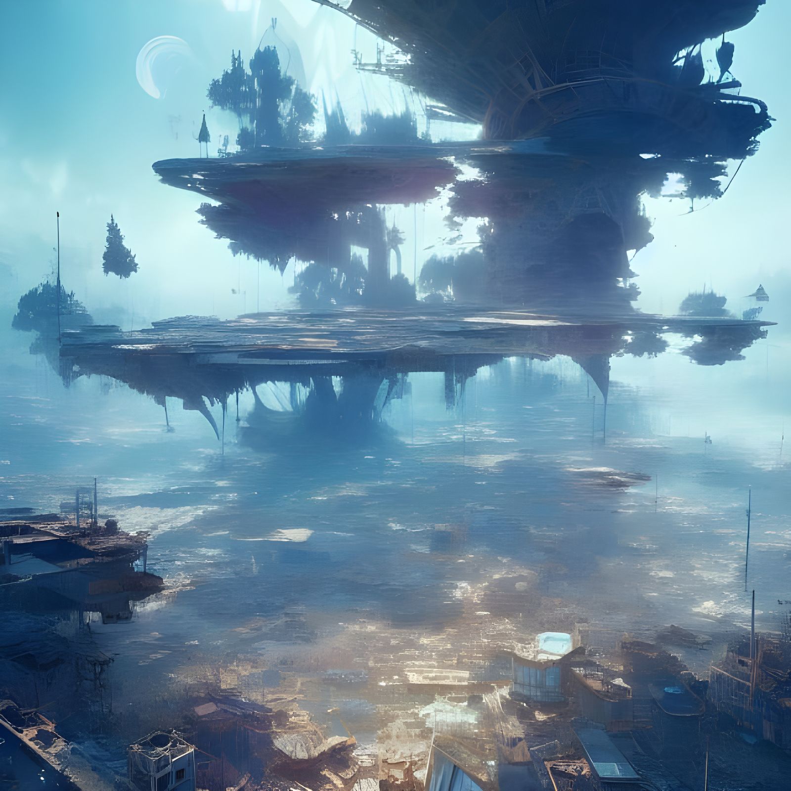 Destroyed Future Landscape: Digital Illustration