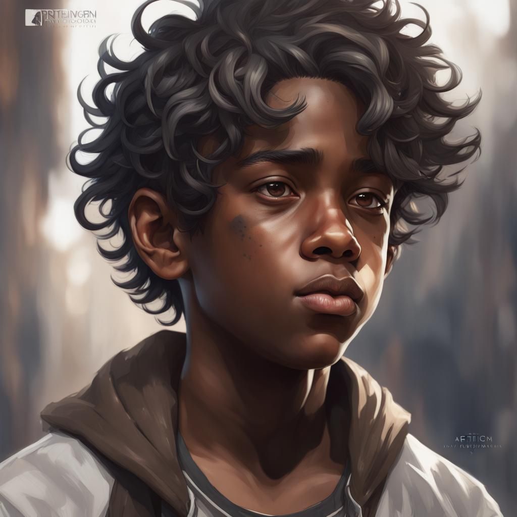 Vitiligo Boy Portrait in Hyperdetailed Digital Art Style
