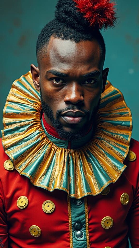 Clown Portrait in Retro-Futuristic Pop Art Style