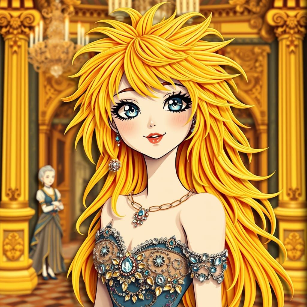 Anime Lady in Folk Art Quilling Style