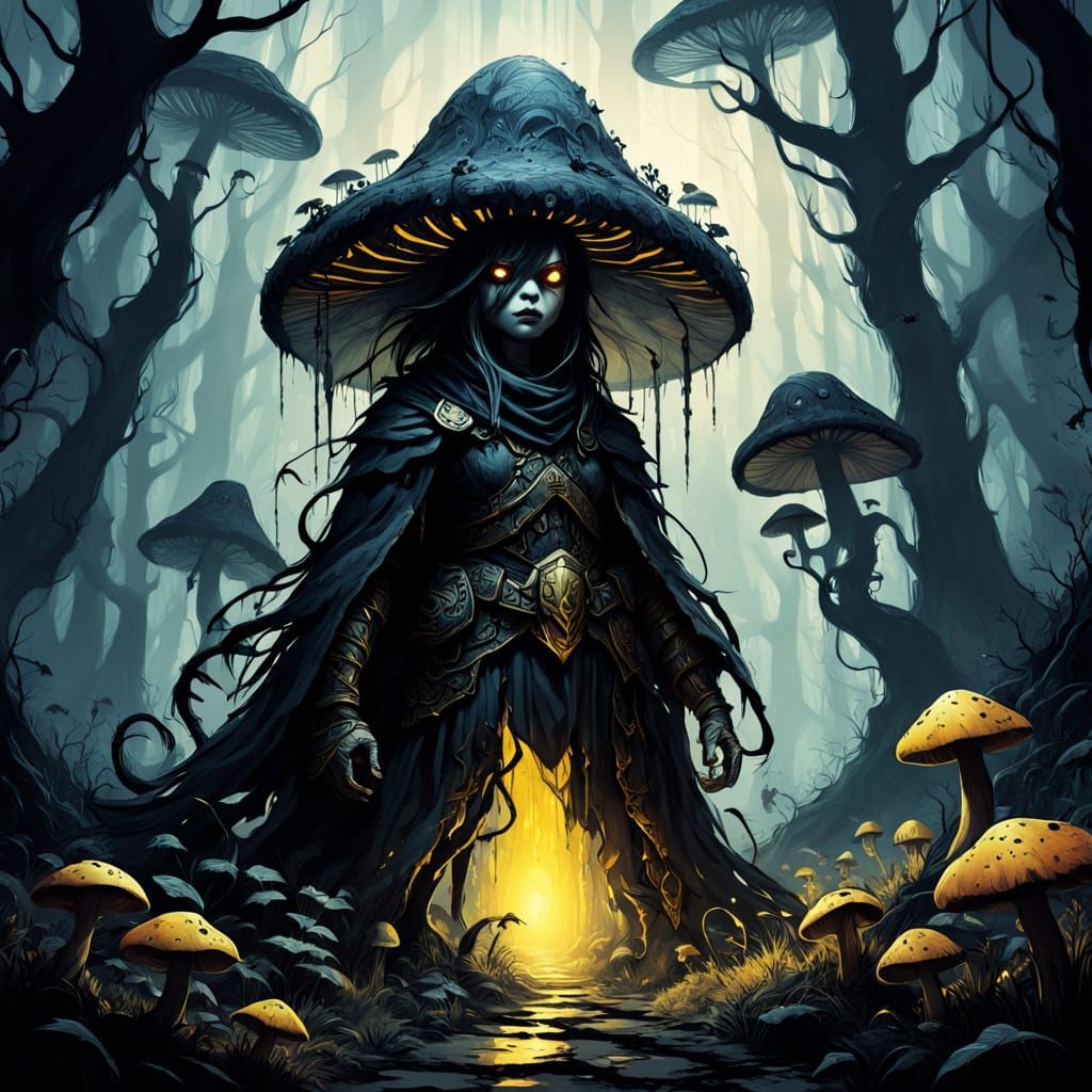 Ethereal Nightshade Art of Beeboon in a Mystical Forest