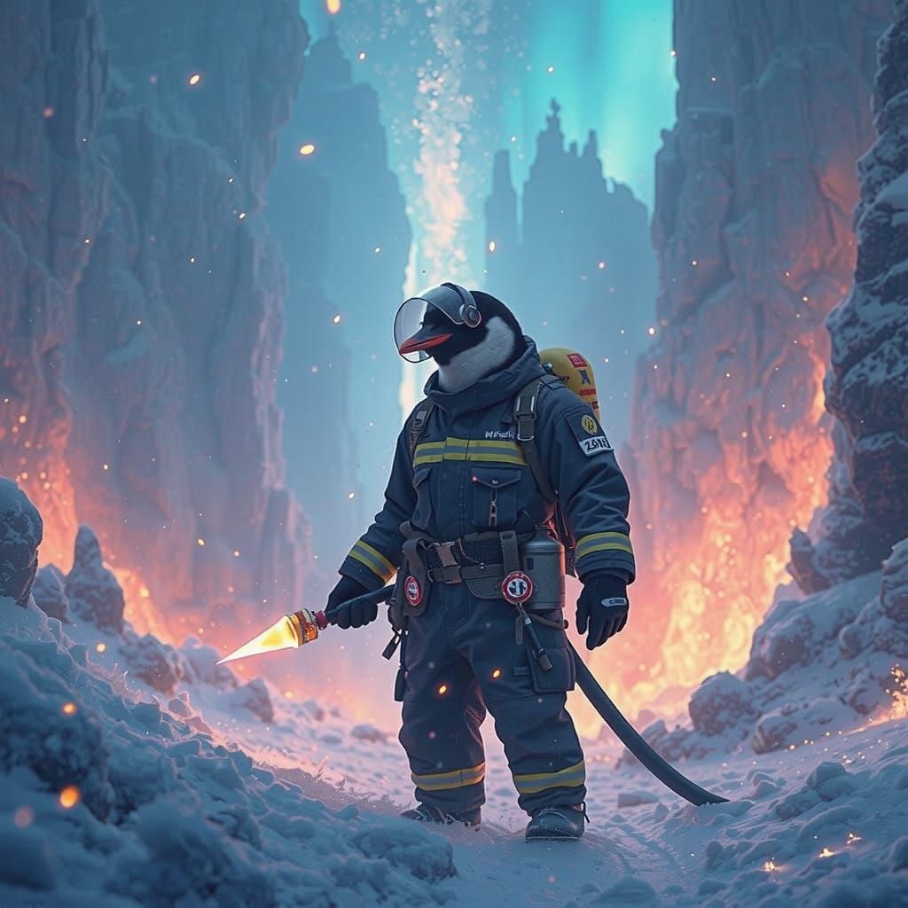 Heroic Penguin Firefighter Saves Icy Community