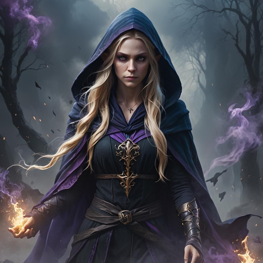 Dark Fantasy Elf in Black Robes