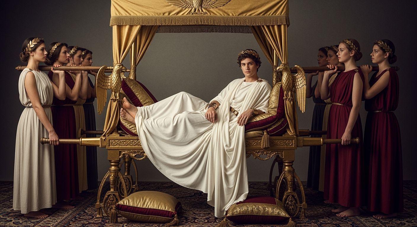 Roman Emperor Lounging on Imperial Litter