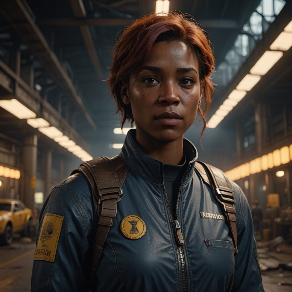 Cinematic Portrait of a Black Woman in High-Tech Coveralls