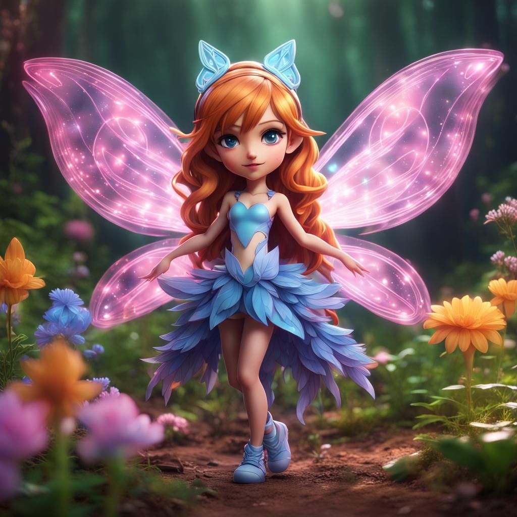 Hyperrealistic Chibi Flora Winx Club in 8K
