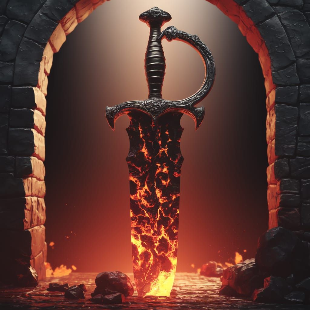 Majestic Lava Claymore Sword with Intricate Handle