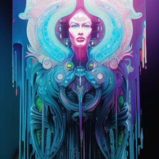 Android Cyborg in Cyberpunk Tech Noir Style