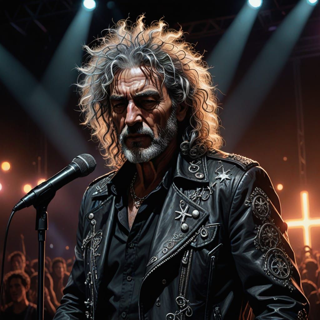 Aging Rock Singer on Fuzz-Covered Stage