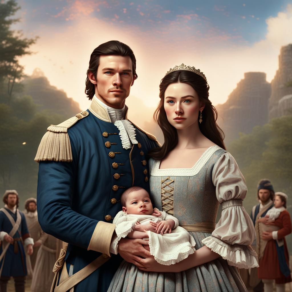 Revolutionary War Family Portrait in Detailed Matte Painting