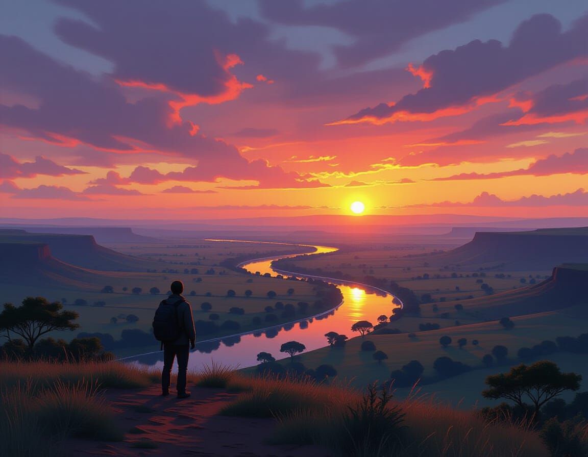 Epic Wilderness Sunrise in Bierstadt Style