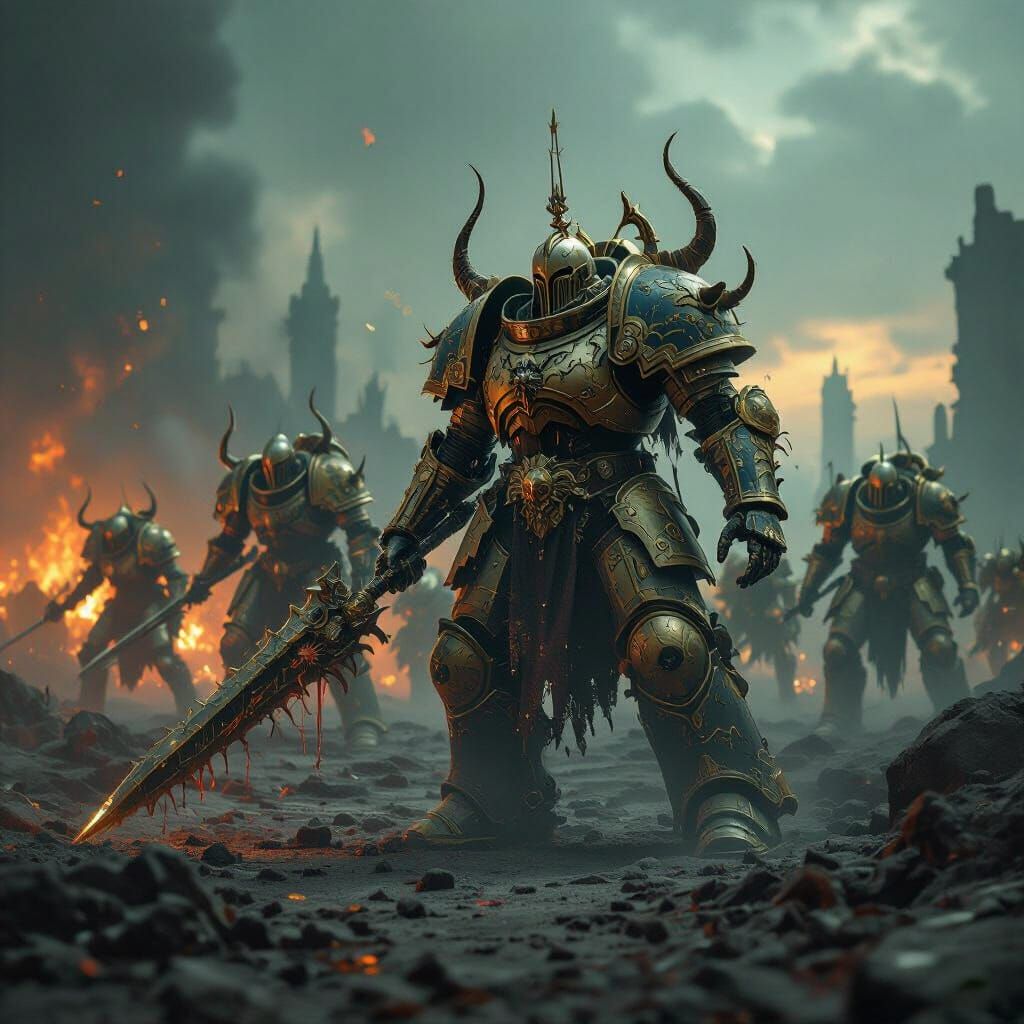 Emperor of Mankind Leading Chaos Army in Digital Art