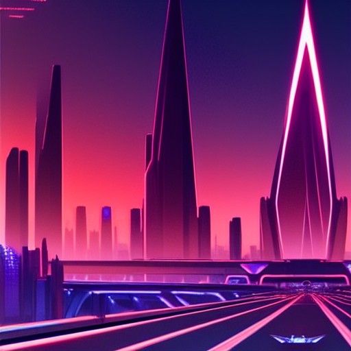 Futuristic Freeway Sunset: Cyberpunk Concept Art
