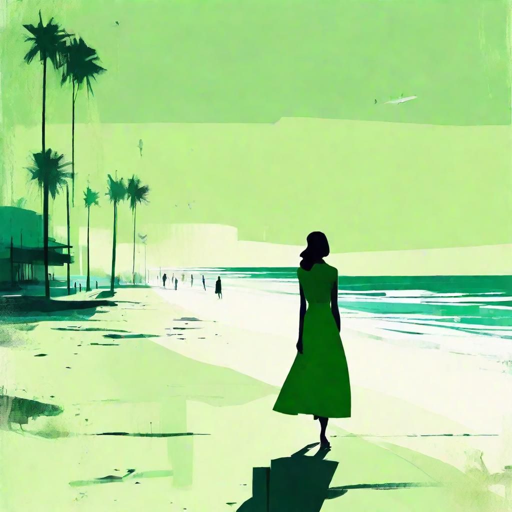 Constructivist Woman on Beach with Grunge Effect