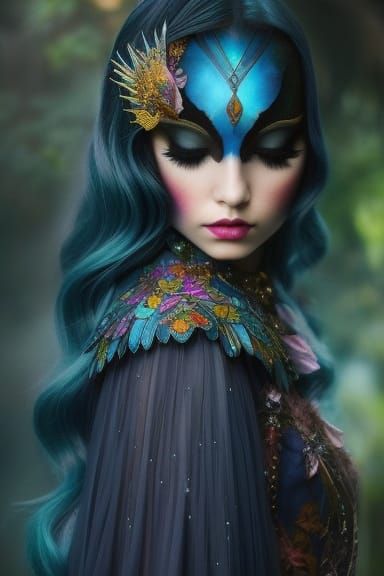 Stunning Raven in Watercolour Photoillustration Style