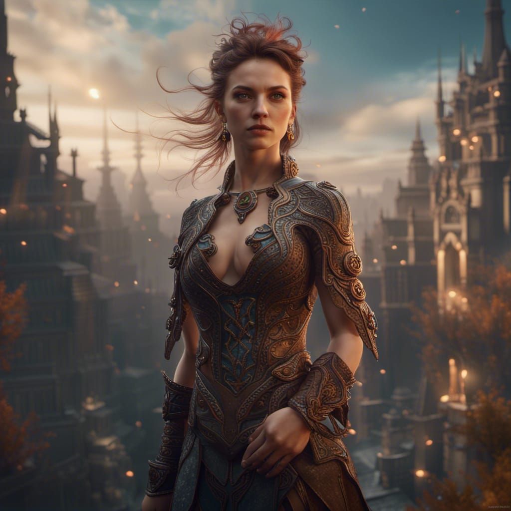 Beautiful Woman Portrait in Detailed Fantasy Style