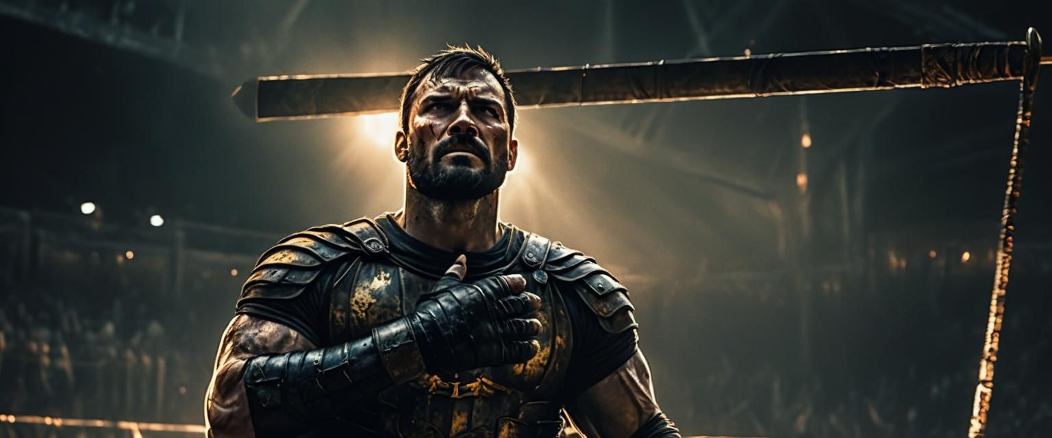 Victorious Medieval Fighter in Comic Book Style