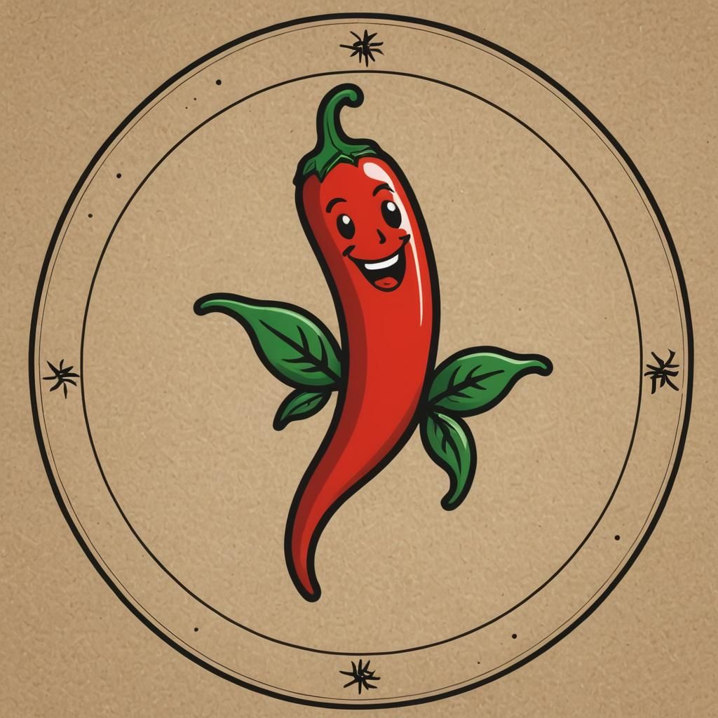 Minimalist Chili Pepper Logo in Astrological Circle