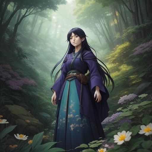 Mystical Woman in Anime Style, Ghibli Concept Art