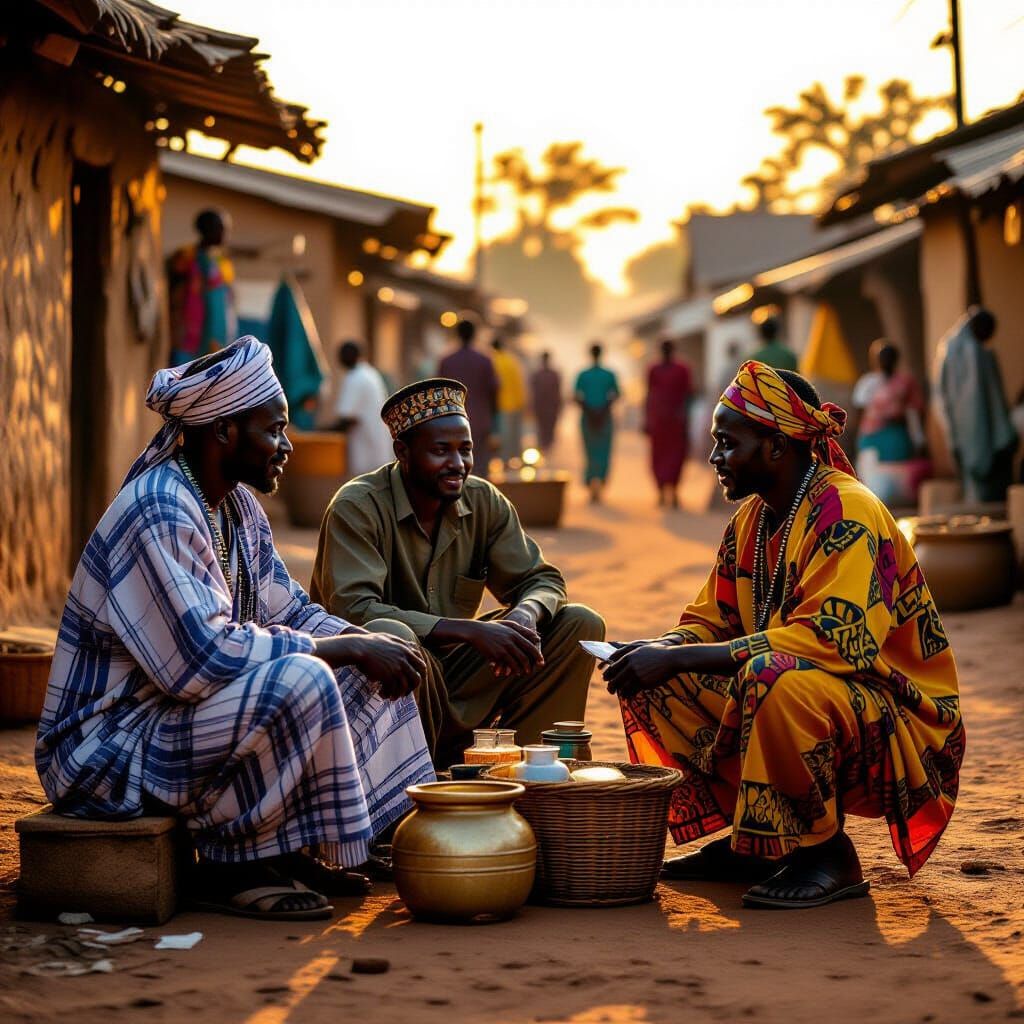 Fulani, Igbo, Yoruba Men in Nigerian Market