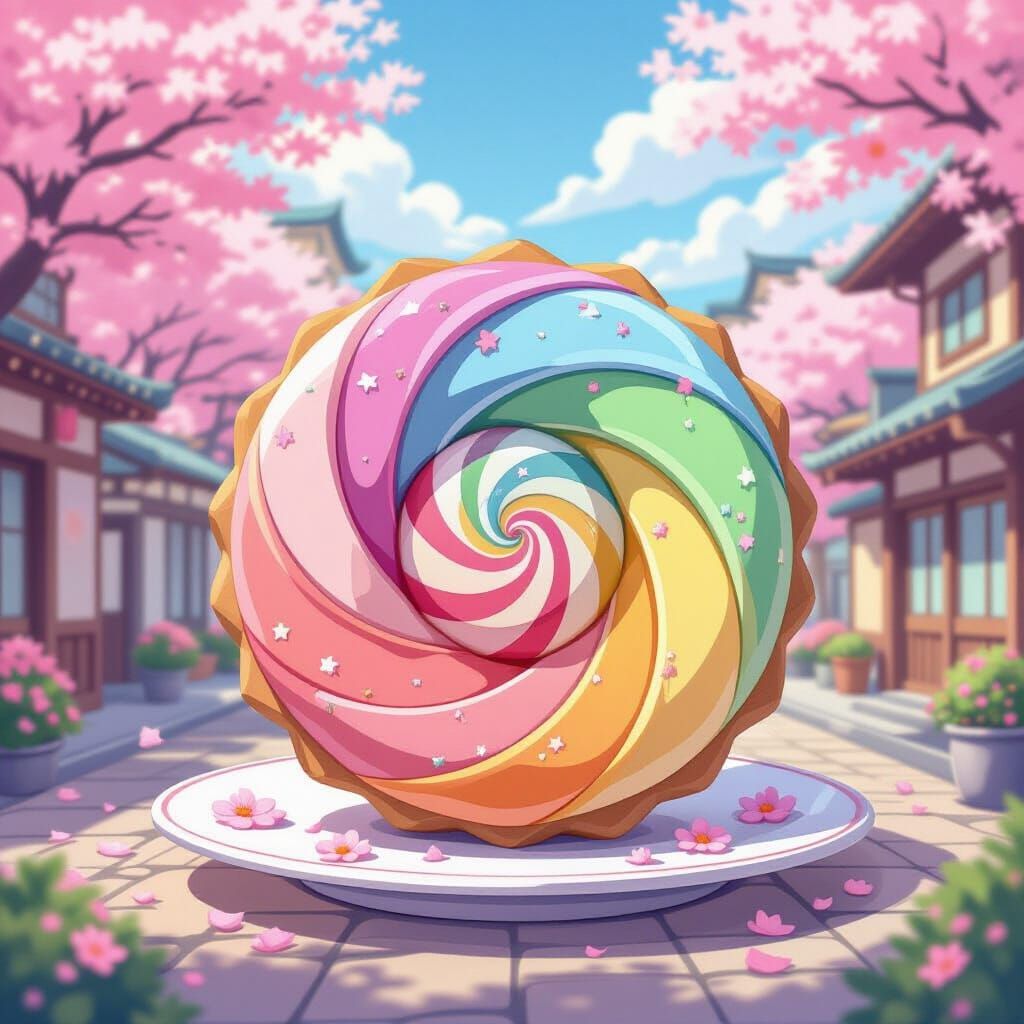 Vibrant Sherbet Cookie in Japanese Anime Style