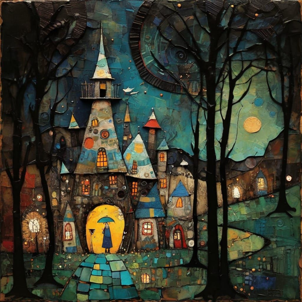 Textured Encaustic Painting in Hundertwasser Style