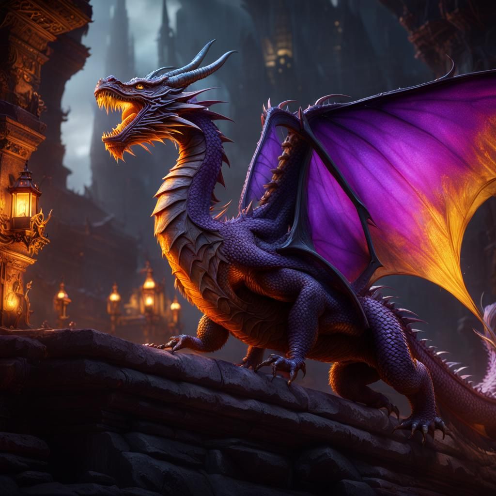 Majestic Dragon in Dark Fantasy Style