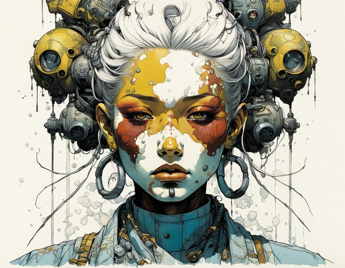 Girl in Katsuya Terada Style with Color Blocks