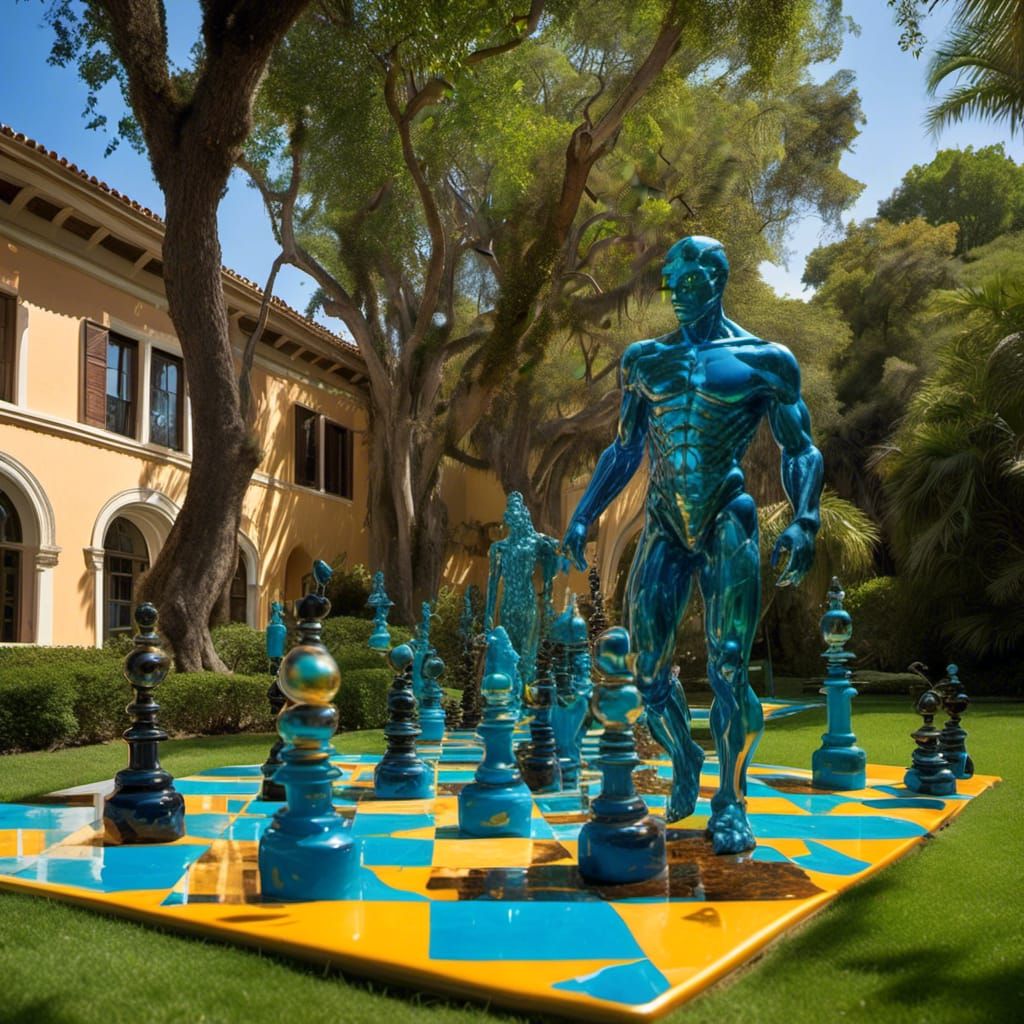 Lava Chessboard with Chromatic Resin Figures