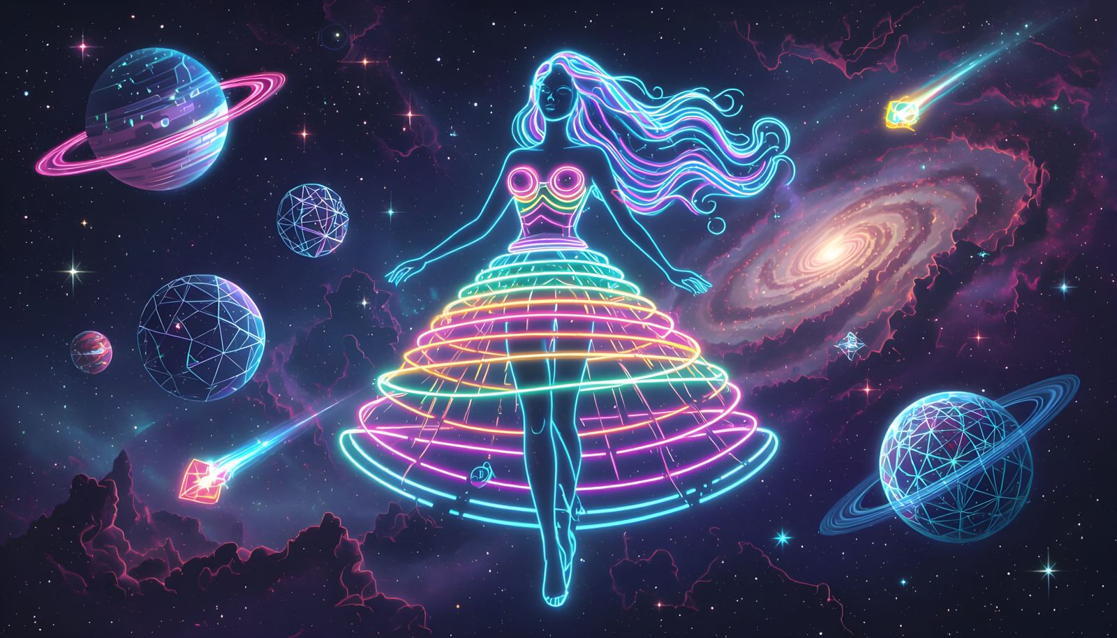 Neon Goddess of the Psychedelic Cosmos
