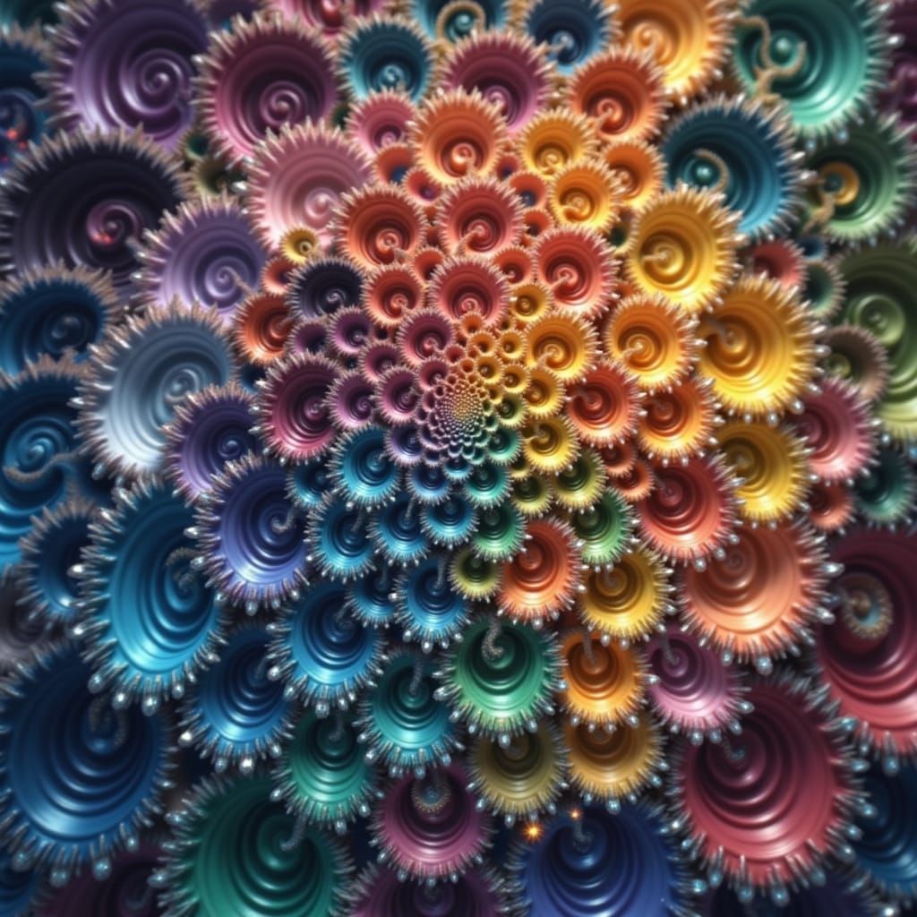 Colorful Fractal Spiral with Jewel-Toned Background