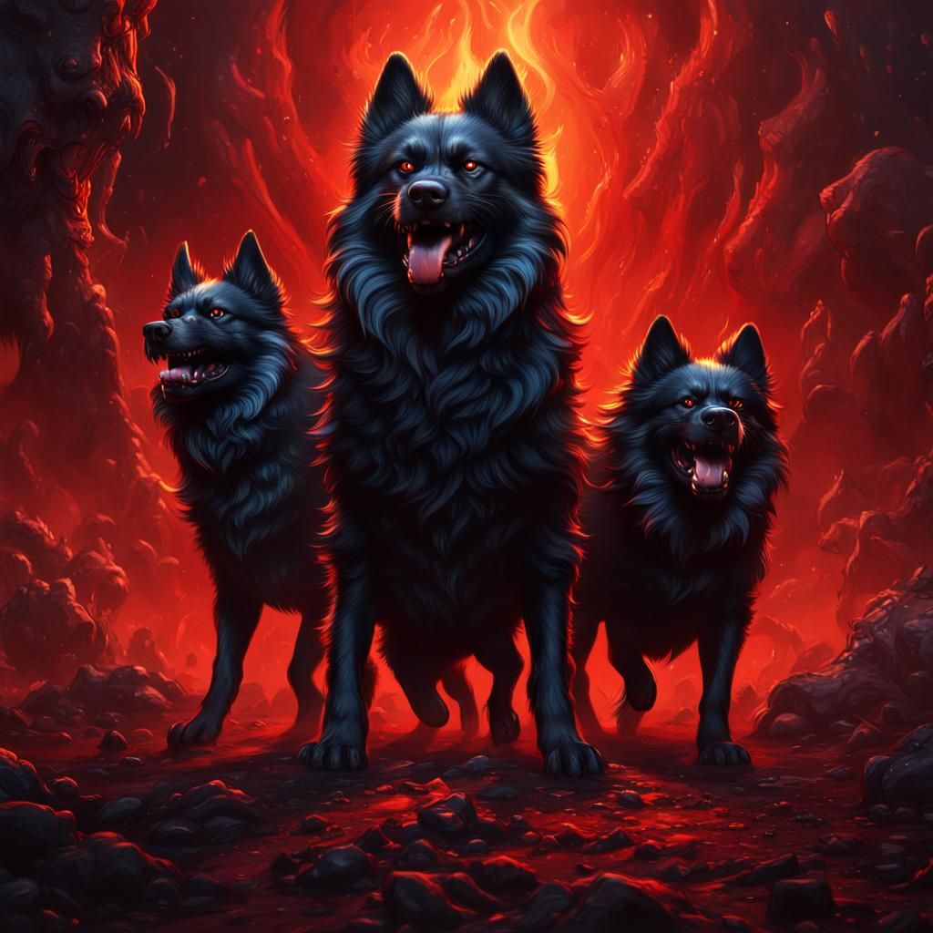 Three-Headed Dog in a Hellscape