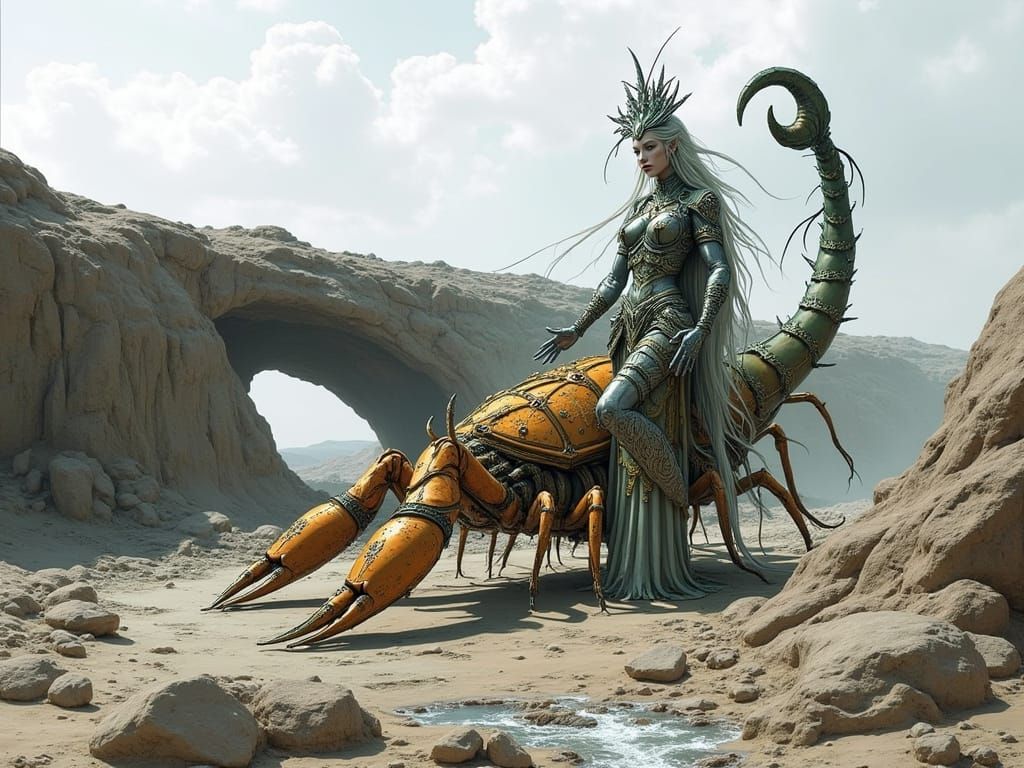 Futuristic Zodiac Goddess in Moebius Style