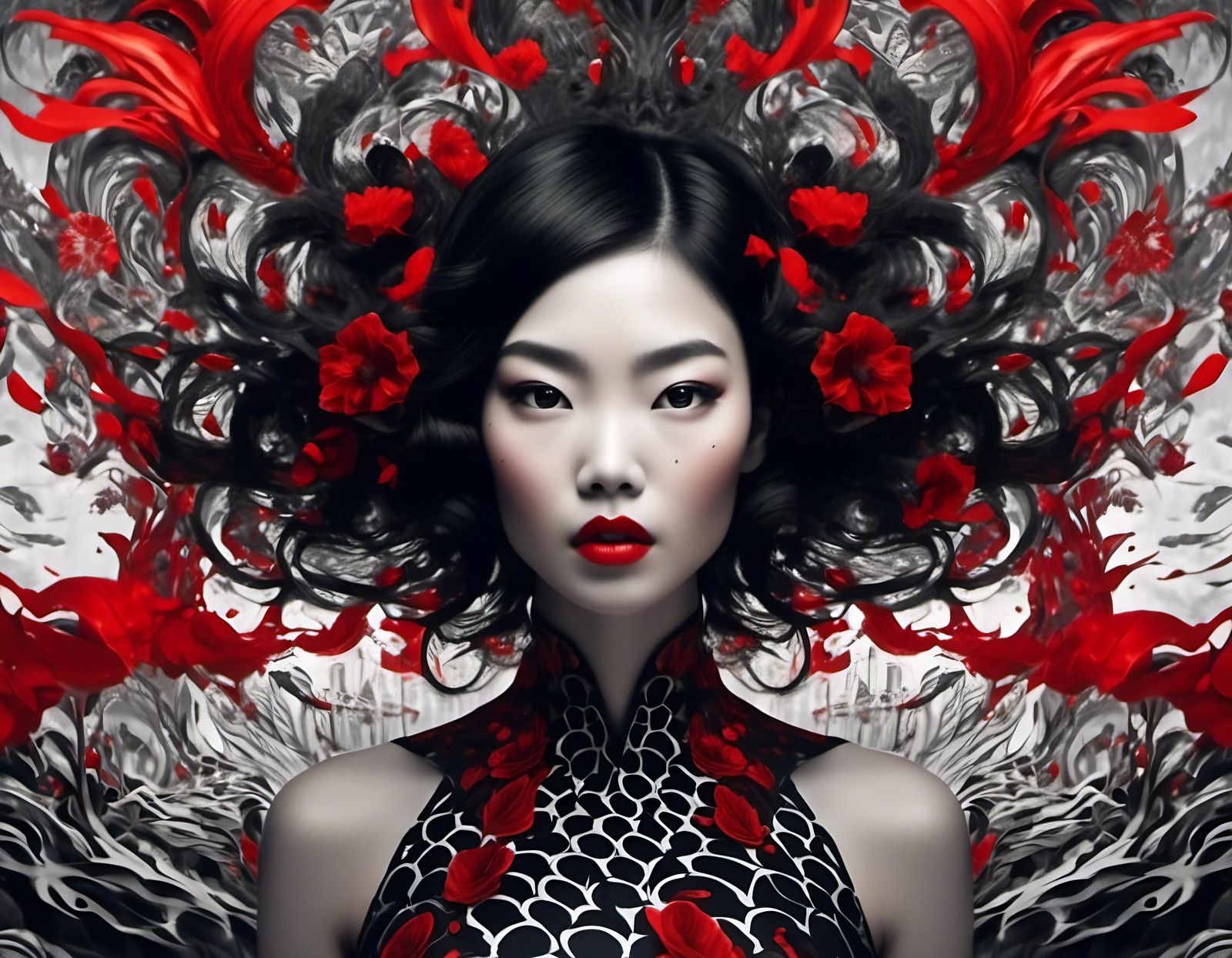 Cute Asian girl a little Salvador Dali