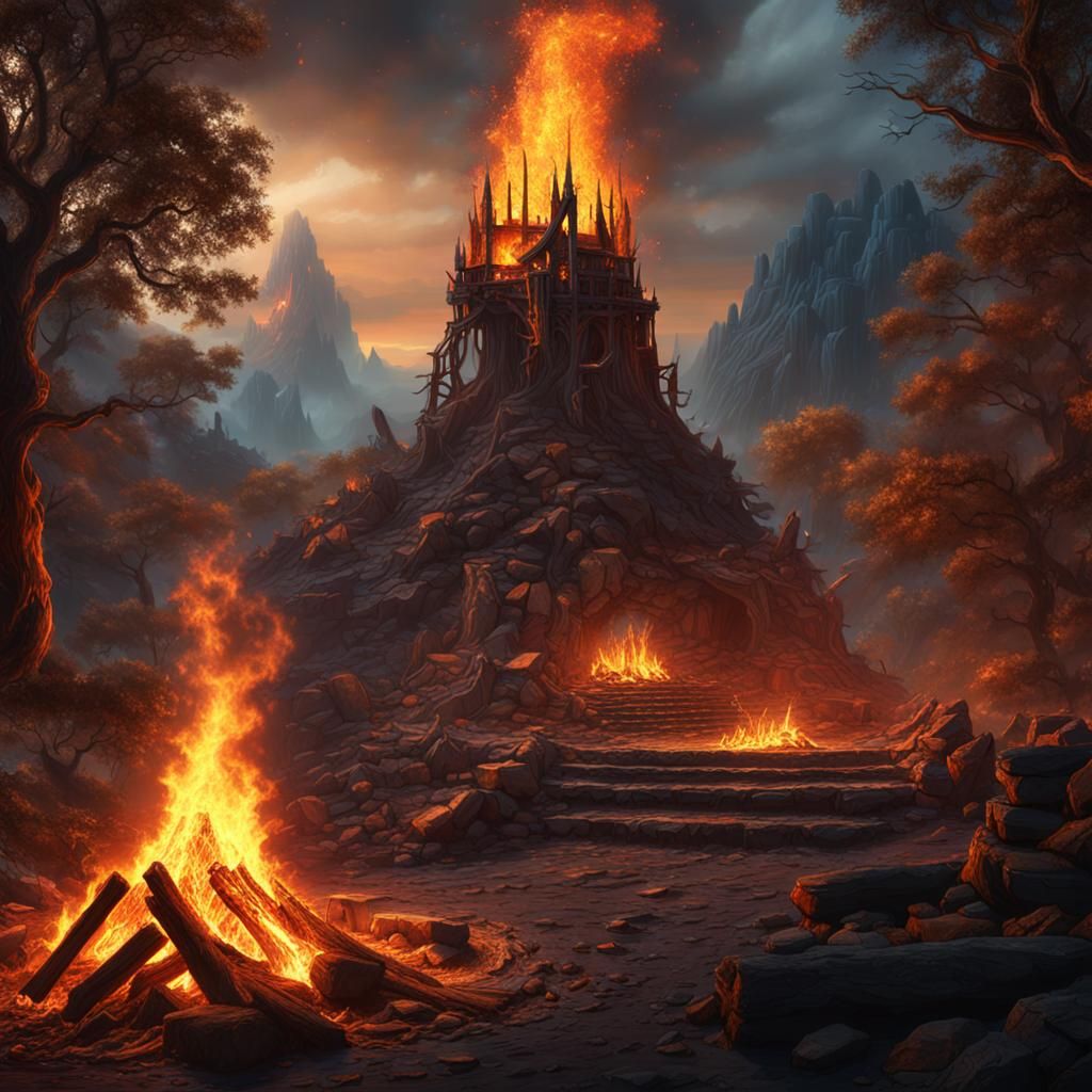 Detailed Bonfire Matte Painting in 8K