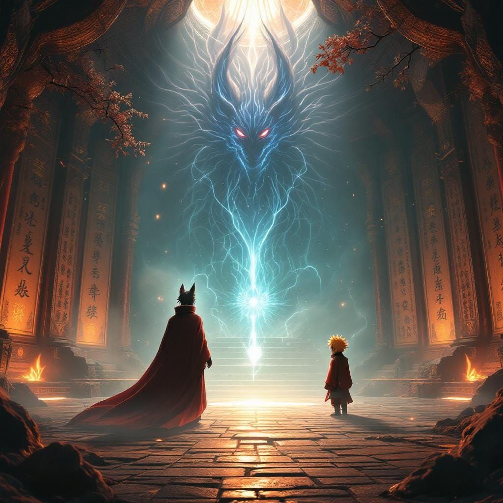 Kurama and Naruto: Spirits in Anime Style