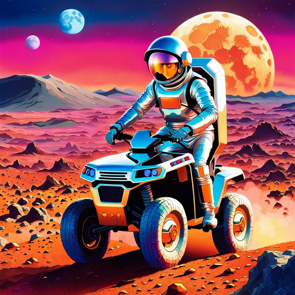 Lunar Ride: Earth Sunset in a Spacesuit