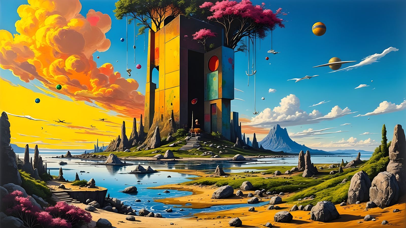 Epic Monolithic Tower Inspired by Klimt and Mack