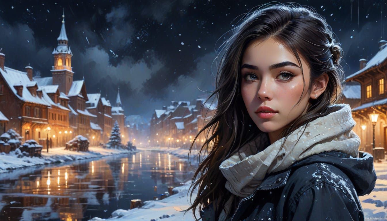 Enchanting Snow Queen Portrait in a Breathtaking Winter Land...