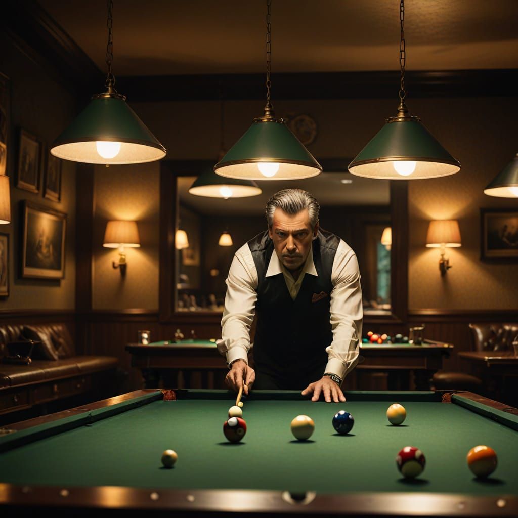 Famous Actors in a Luxurious Billiard Room