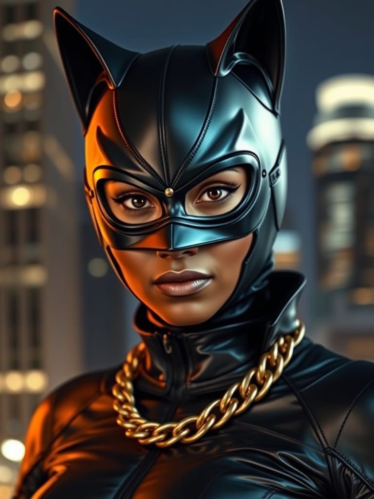 Catwoman Reimagined: A Noir Cityscape Vigilante