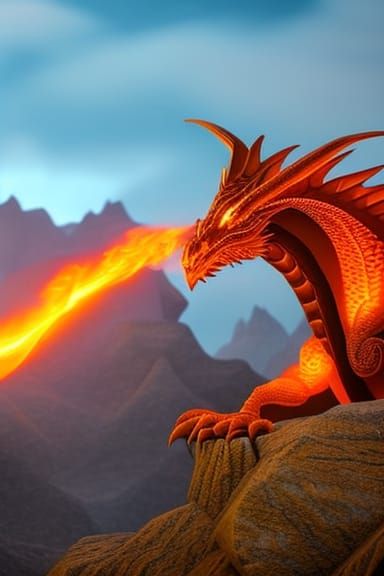 Fantasy Portrait of an Orange Dragon