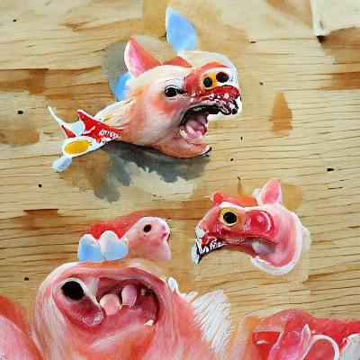 Flying Pigs and Axe-Toothed Chickens in Gouache
