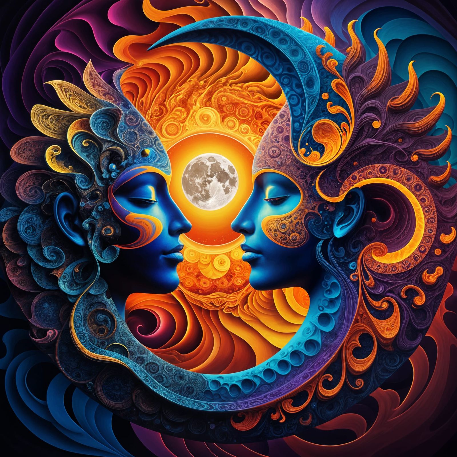 Surreal Cosmic Dance Between Light and Darkness